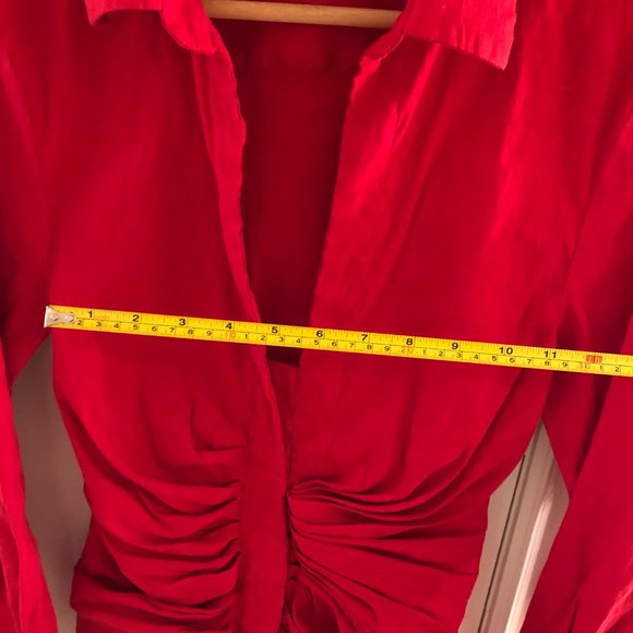 NWOT Zara Ruched, Asymmetrical red dress - Picture 3 of 6